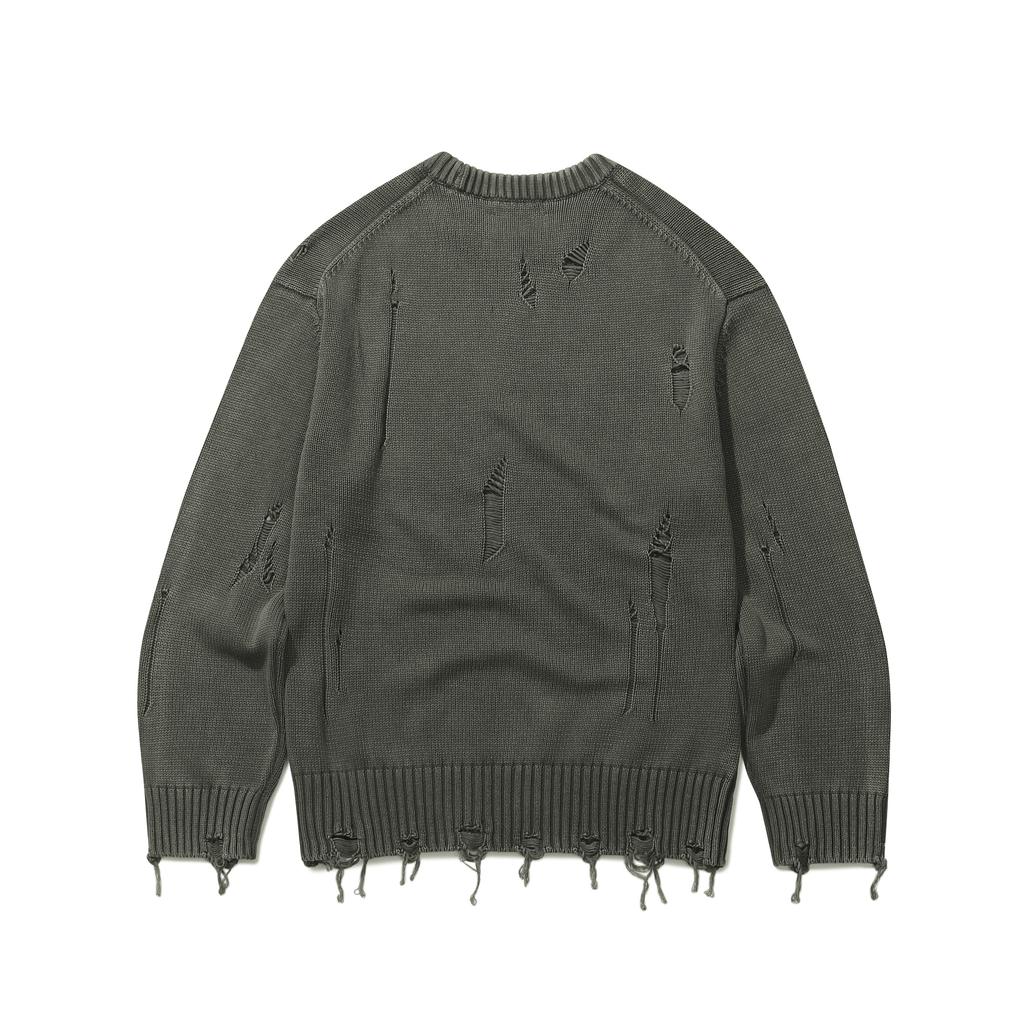 Le Dept [Zhivanov X Le Dept] Garment Damage Round Pullover [Khaki - Zhivanov Pick]
