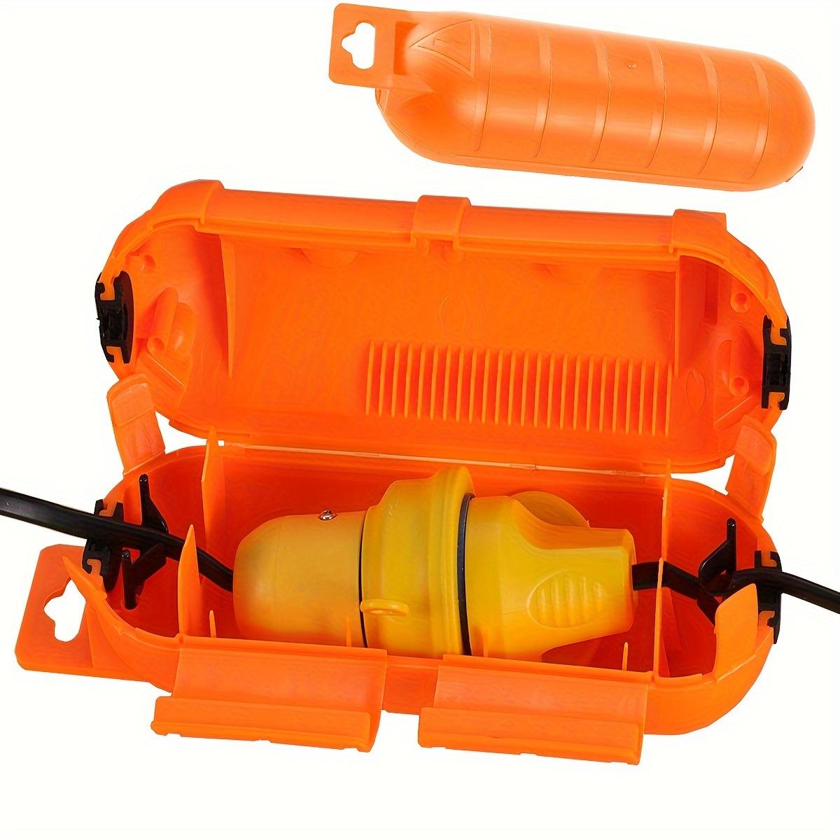 

orange Extension Cord Safety Cover with Waterproof Seal, Weatherproof Electrical Connection Box to Protect Outdoor Outlet, Plug