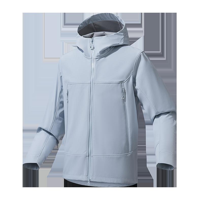 New Autumn and Winter Soft Shell Jacket Hooded Men and Women Outdoor Mountaineering Suit Windproof Water Splashing Sports Jacket Jacket