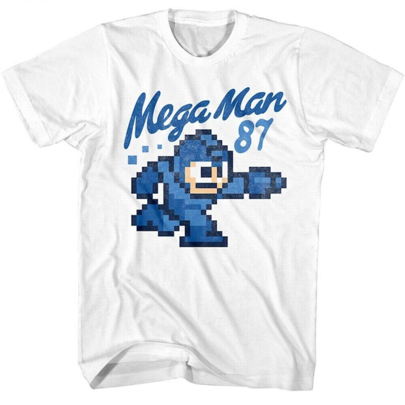 

MegaMan 8-Bit Pixel 87 Cover T-Shirt Retro Gaming Graphic Tee Vintage Rokkuman Gamer Shirt Graphic Short Sleeve Shirt Unisex 4XL