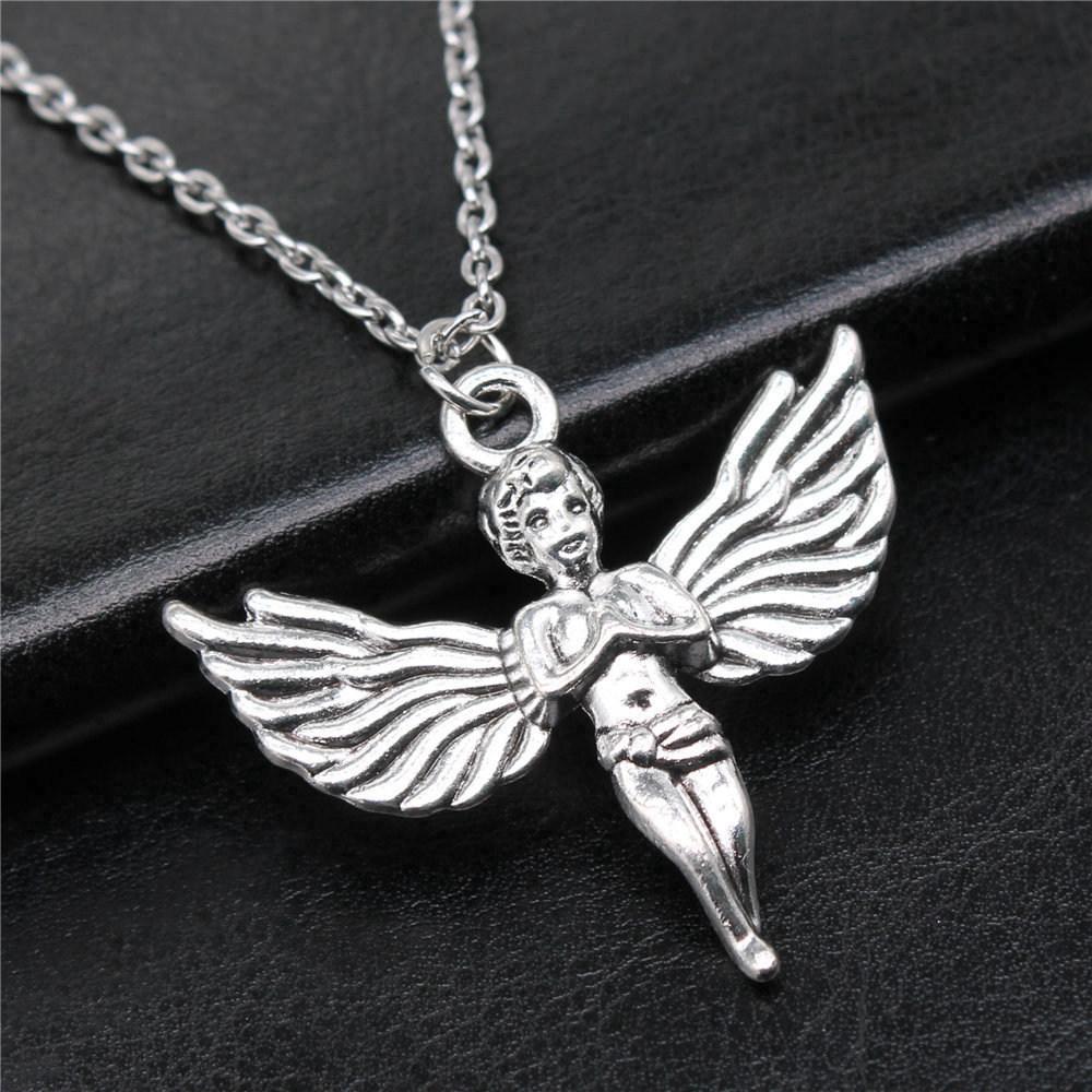 Vintage Angel Wing Pendant Necklace Alloy Feather Guardian Charm Necklaces Blessing Jewelry Gift For Making