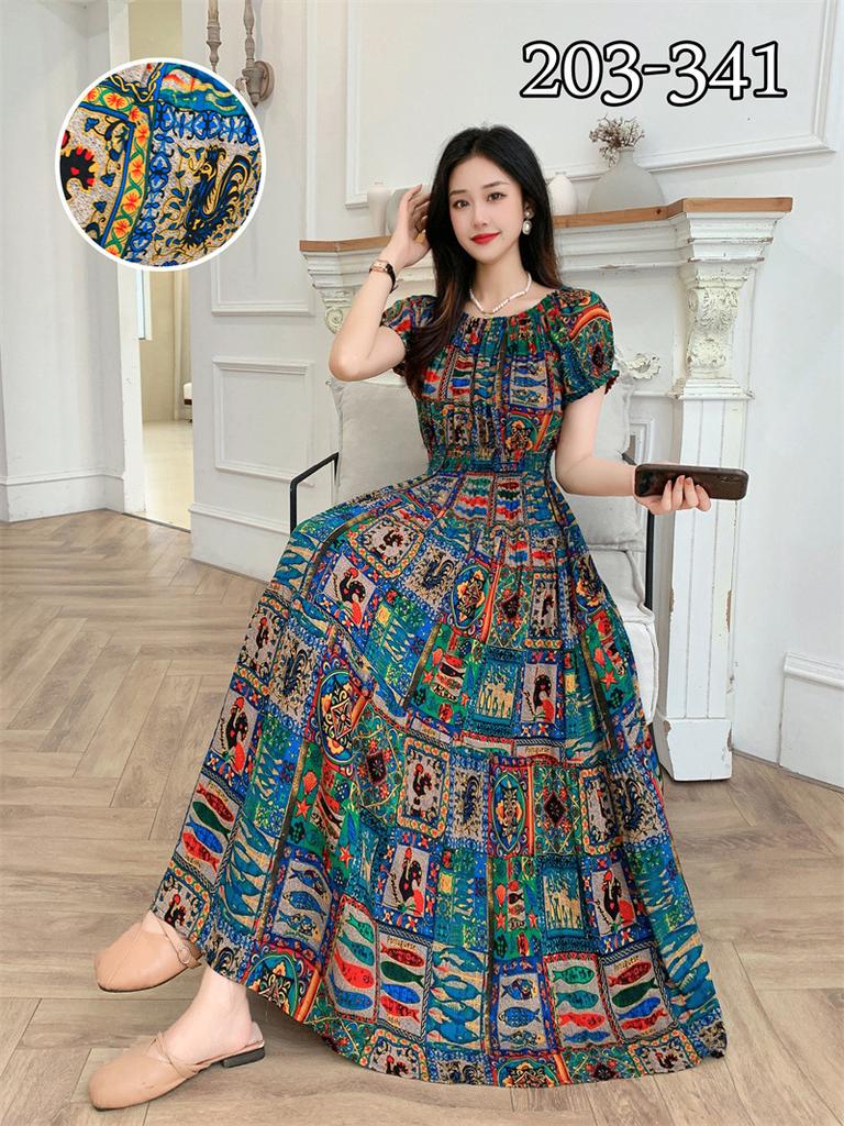 Off-Shoulder One-Neck Cotton Silk Dress Children's Summer Dress Bohemian Island Vacation Dress Travel Beach Dress