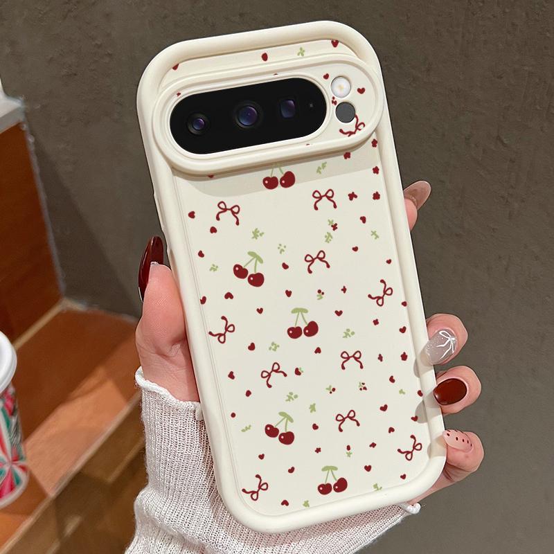 

Cute Cherry Bowknot Soft TPU Phone Case For Google Pixel 8 Pro 8A 9 Pro XL Shockproof Silicone Protector Cover For Pixel 9 8 Pro For Google Pixel 9 Pro XL