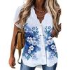 Summer Floral Print Blouse with Petal Neckline Large Buttons Single Breasted Streetwear Fashion