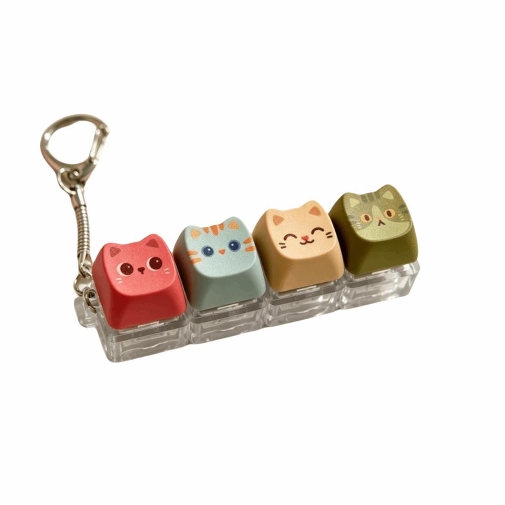 Süße Katze Tastatur Fidget Schlüsselanhänger Fingerknopf Tastenkappe Mechanische Tastenkappe Schlüsselring Anhänger