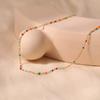 Gold Plated Dainty Mini Rainbow Enamel Bead Station Choker Necklace