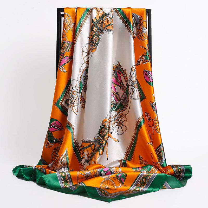 90*90cm Square Silk Scarves Women Foulard Head Scarf Ladies Shawl Wrap Muffler Pareo Bandanna Female Chiffon Hijab Poncho Beach