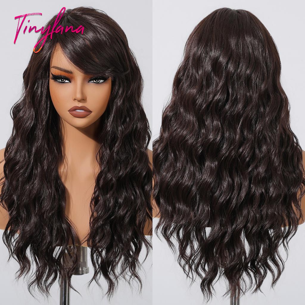 Long Curly Green Wave Synthetic Wigs with Bangs for Women Christmas Grass Green Cosplay Wigs Daily Natural Hair Heat Resistant