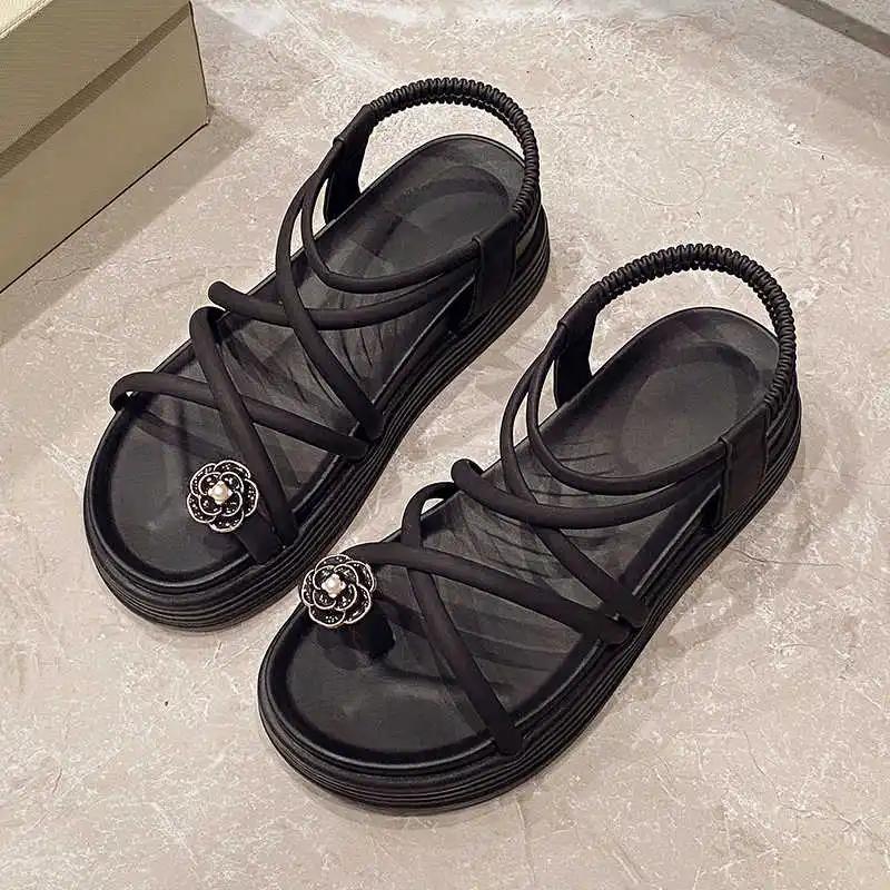 Fashion Round Toe Does Not Slip Black And White Heels Summer Boot For Women Shoes Blue Platform Sneakers Sport Lofer Comfortable
