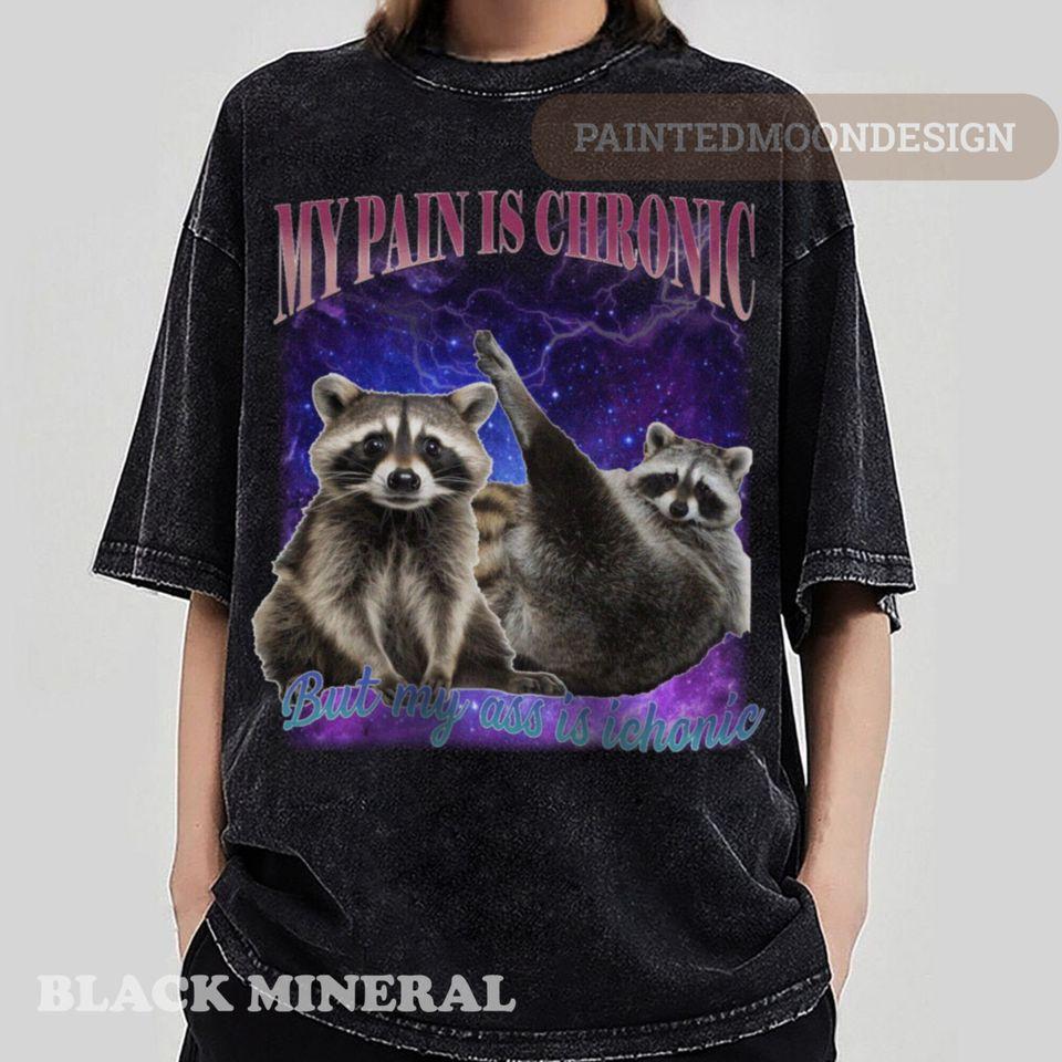 

Моя боль хроническая Енот Винтажная футболка, Смешная ретро футболка с енотом, Странная футболка, Футболка с мемом, Футболка с мусорными опоссумами, Расслабленная хлопковая футболка Классическая футболка 2XL