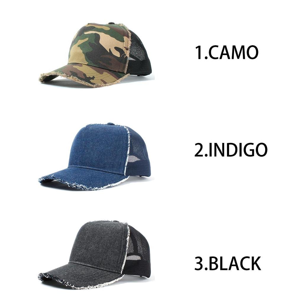 Basic Enchi Damage Mesh Remade and Solid and CAMO Cap, Customizable, Color, Women's Men's,