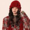 Fashion Hollowed-out Flower Bonnet Hat Hand Woven Long Tassel Knitted Ear Protection Hat Windproof Pullover Hat