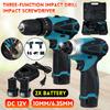 DC 12V Brushless 1/4 Inches Electric Screwdriver +Electric Drill Rechargeable Lithium Battery Power Tools with Box