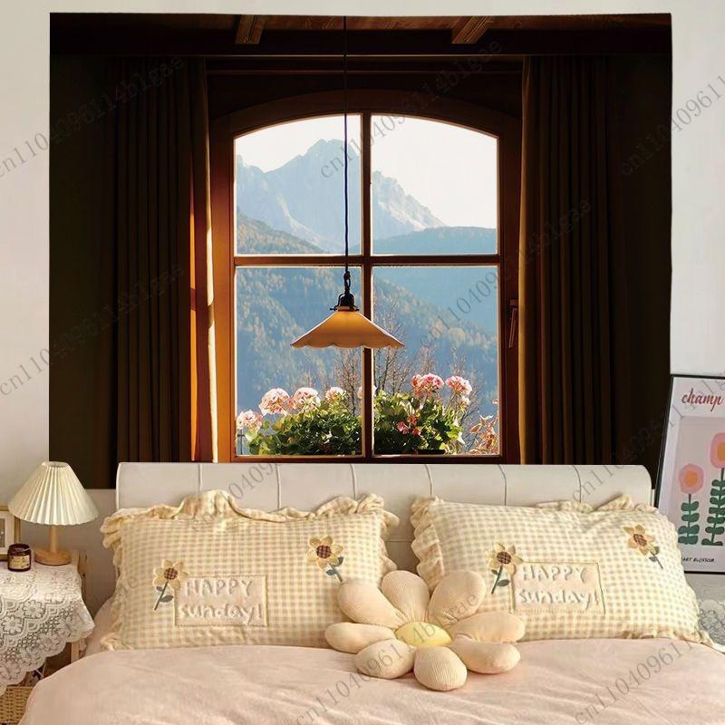 Beautiful Window Scenery Tapestry Popular Live-Streaming Background Room Bedroom Decor Dormitory Renovation Privacy Curtain