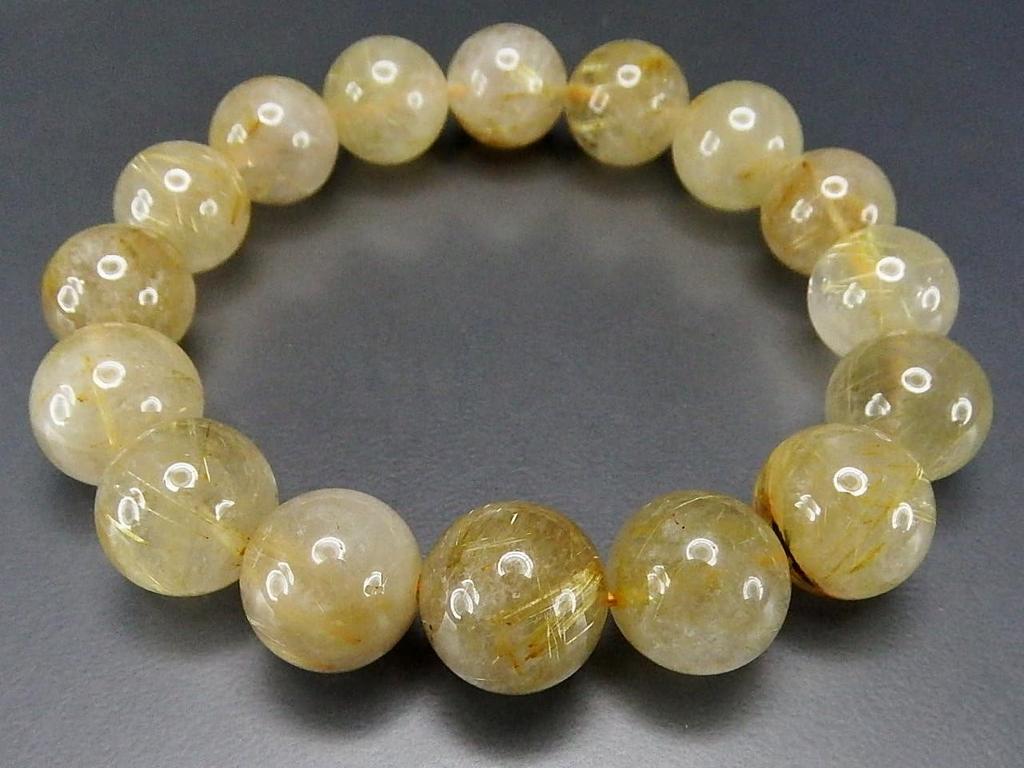 Gold Rutilated Quartz Milky Quartz Large Beads Prayer Bead Bracelet Natural Stone Size [Stone Street] Approx. 13mm+ Men's L+