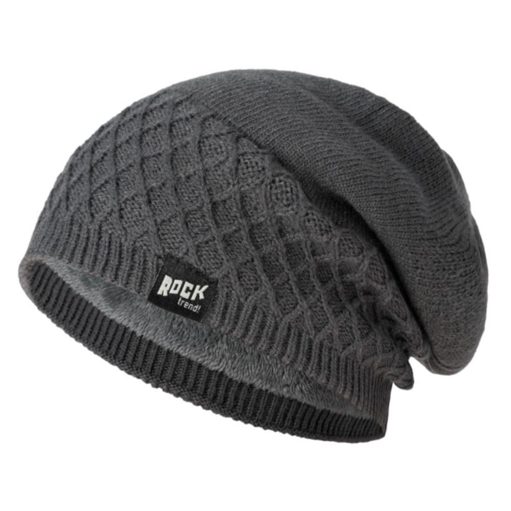 Keep Warm Pullover Cap Fleece Lined Winter Hats Simple Knitted Hats  Winter