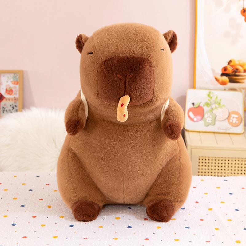 Spicy strip backpack kapibara plush toy croissant capybara snot doll can pull doll
