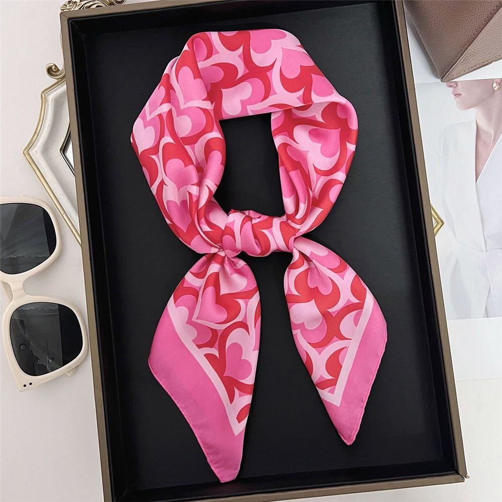 Elegant Square Silk Scarf 70x70cm Shawl Lightweight Head Wrap Hair Band for Women