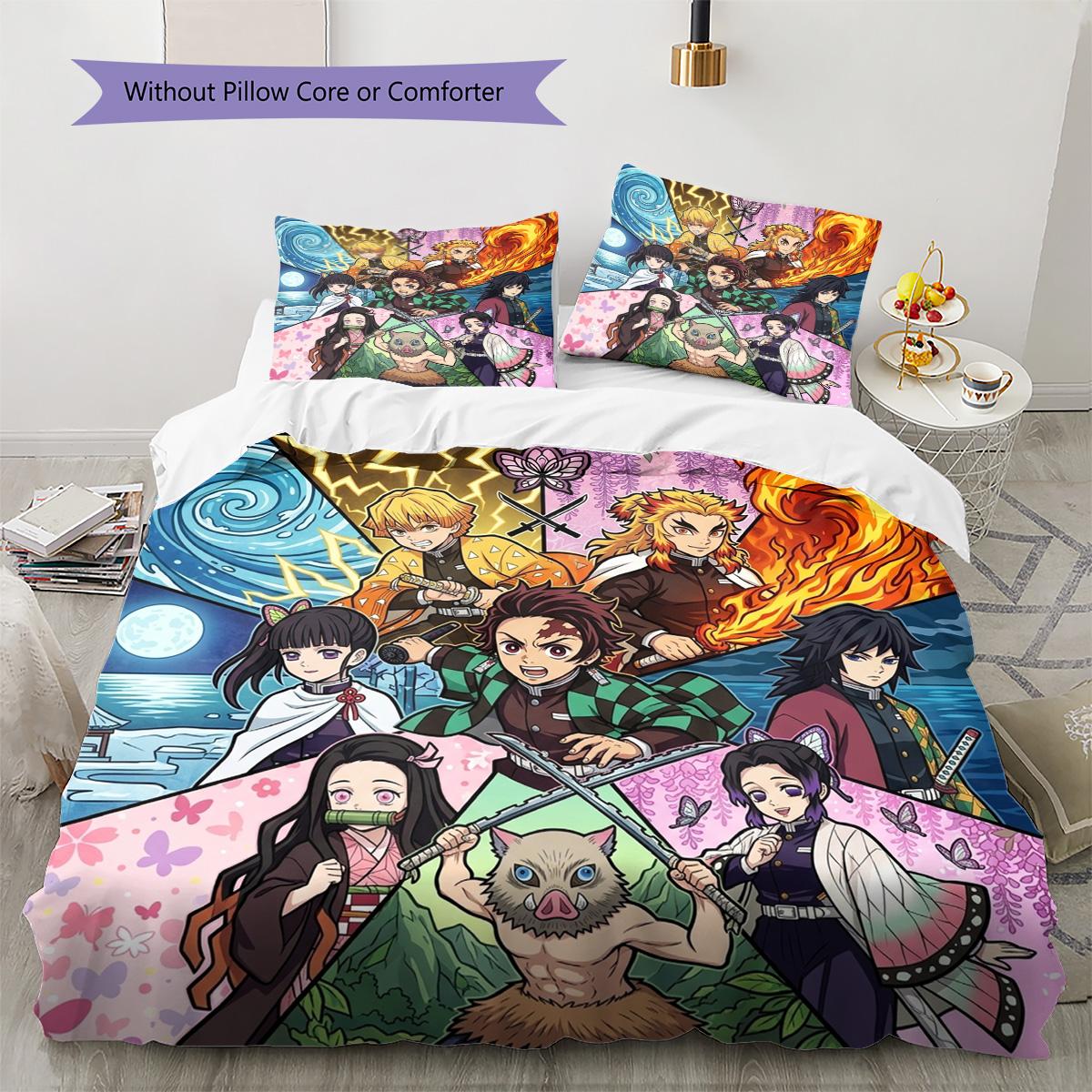 

Demon Slayer Tanjiro Pattern Bedding Quilt Set Quilt Cover Pillowcase Home Decoration Birthday Gift (1 * duvet cover + 2 * pillowcase, without core) 135x200cm