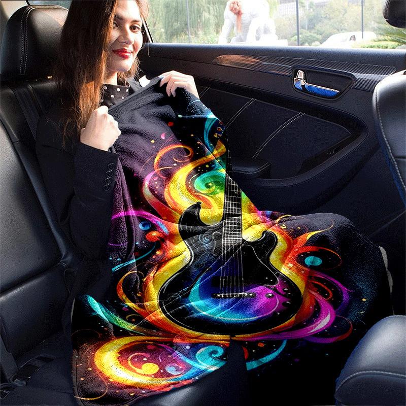 1pc Guitar Printing Lightweight Flannel Blanket, Comfortable and Warm Blanket,  Sofa Bed and Couch Office, Suitable for Gift Blankets
