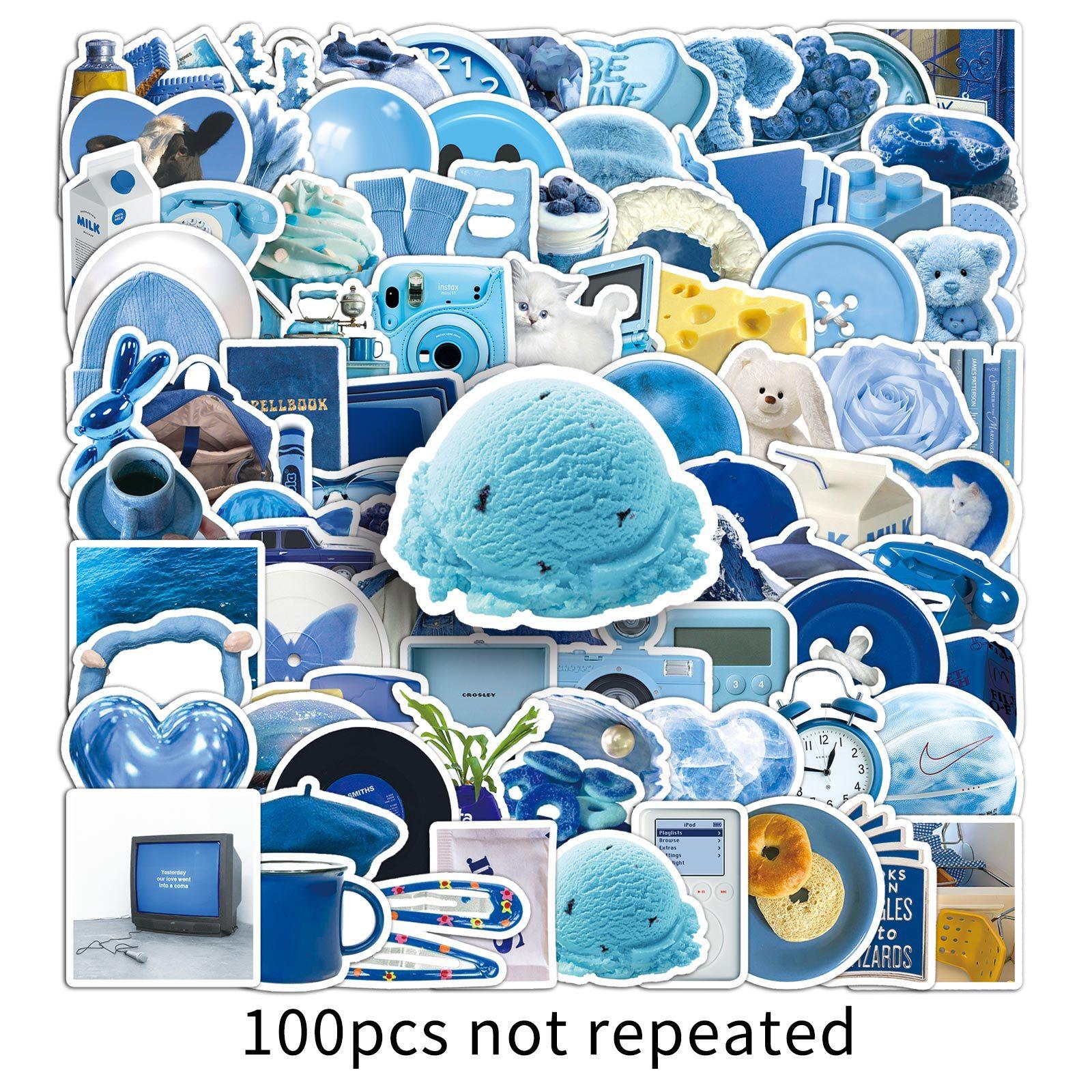 

100 Blue Ins Style Graffiti Personalized Small Freshman Account Guka DIY Mobile Phone Case Suitcase Stickers Waterproof