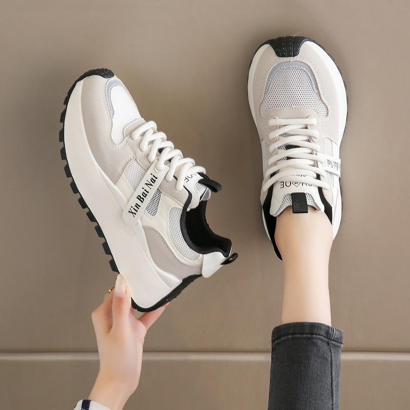 Platform Dad Shoes Women's 2025 New Summer Mesh Casual Running Shoes Korean Version Height-increasing Breathable Sports Shoes Single Shoes