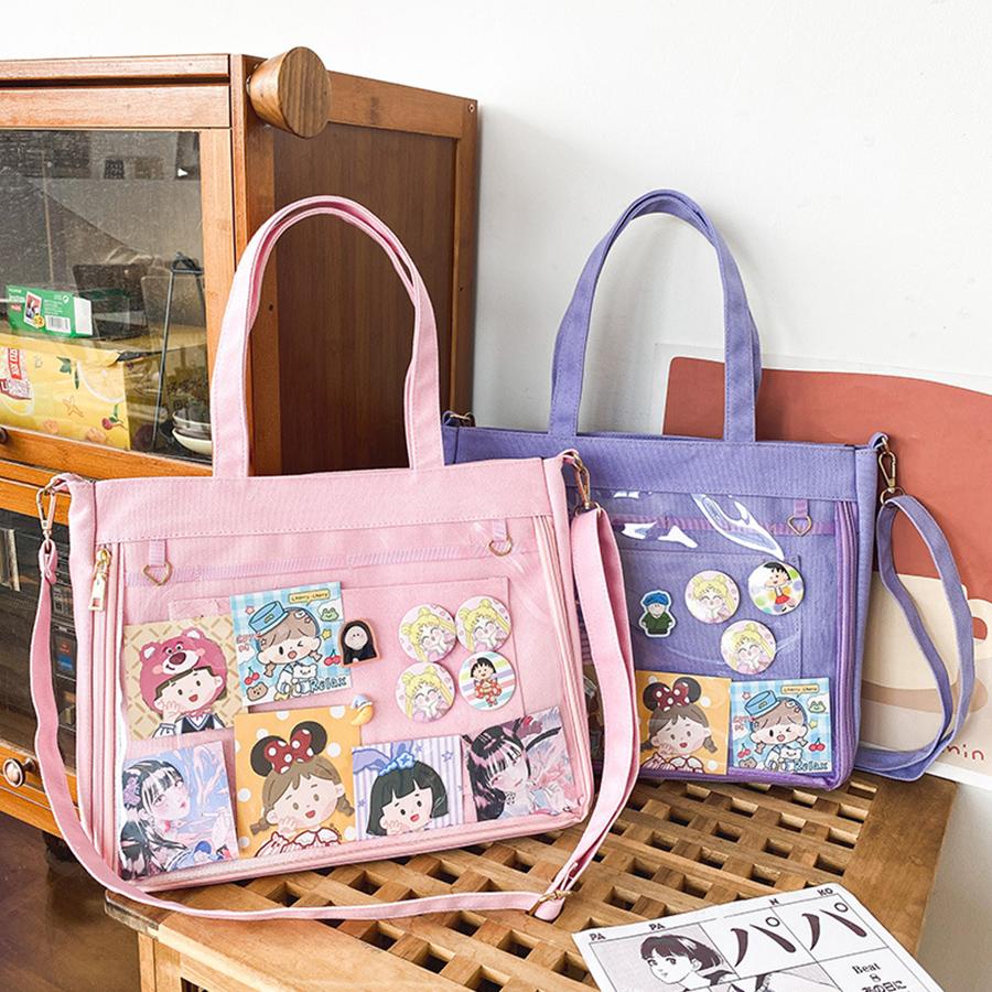Kawaii Handbags Pain Bag Transparent Large Capacity Shoulder Bags Japanese College-Style Girl Student JK Crossbody Bag Ita Bag