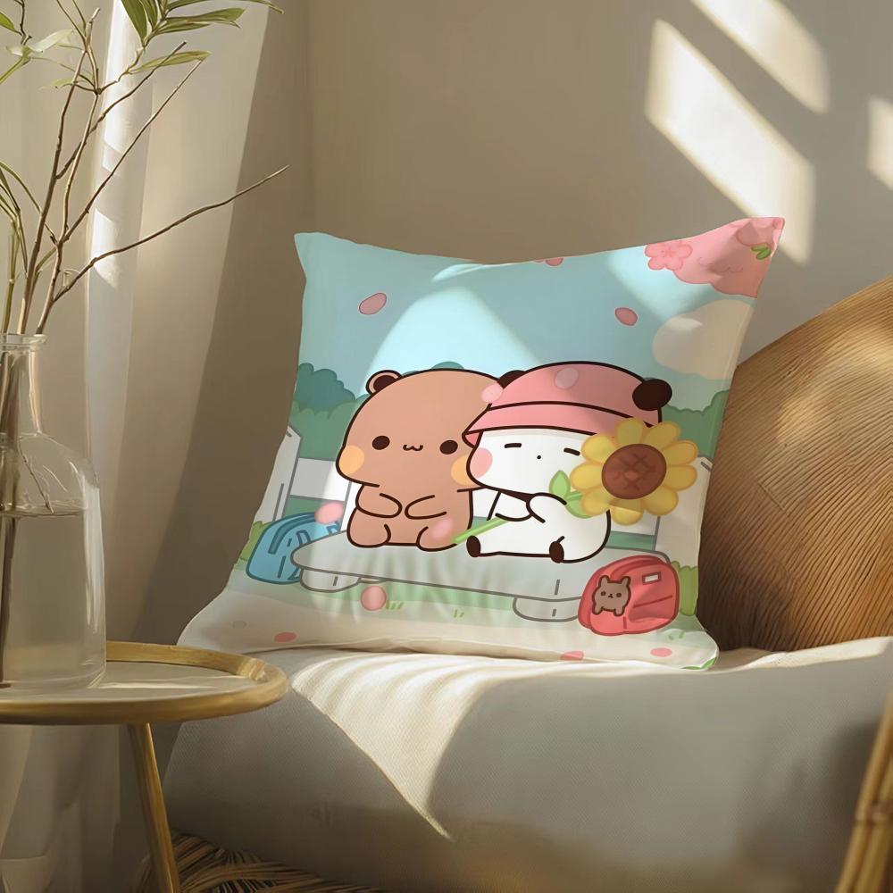Popular Lovely Cartoon Bubu  Dudu Cute 2 Cushion Cover Silky elegant Comfort Sofa Bed Invisible zipper Beach pillowcase