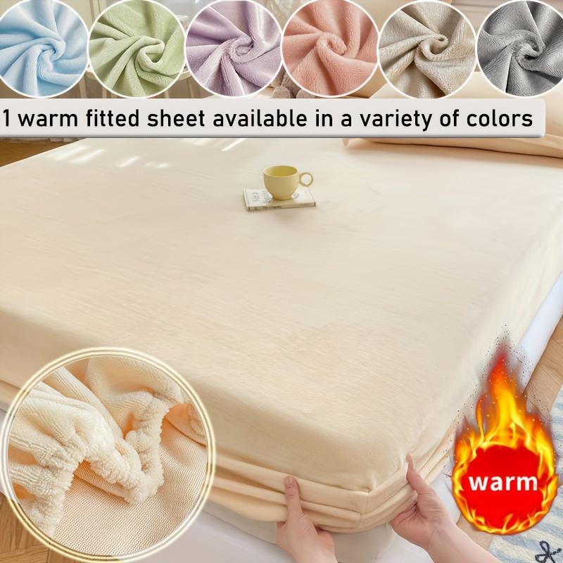 1pc Cozy Fitted Sheet Mattress Protector Soft Warm and Breathable Multiple Colors, Green, Purple, Gray Snug Fit for All Seasons Perfect for Bedrooms