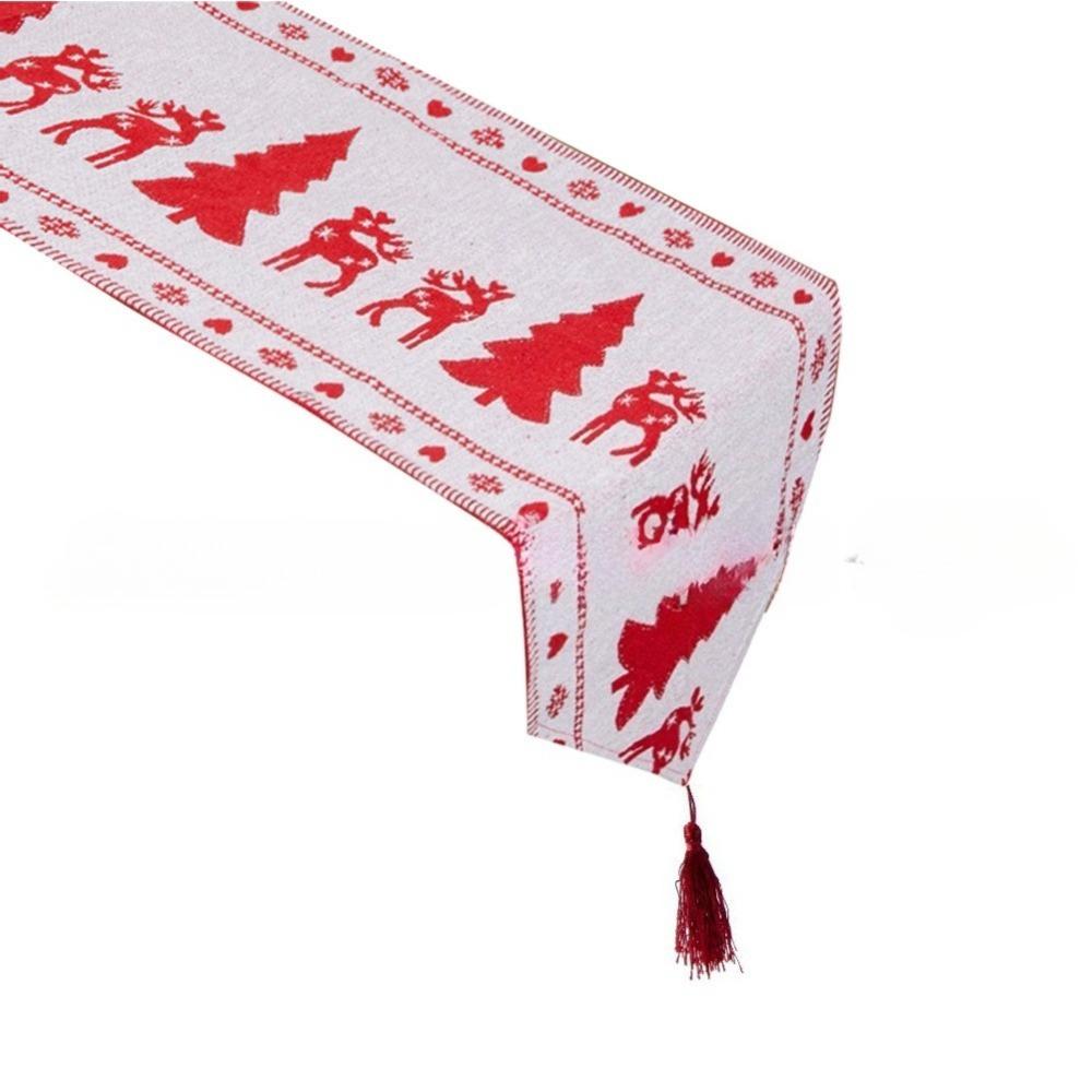Snowman Themed Christmas Table Runner Cotton Tablecloth Holiday Dining Decor