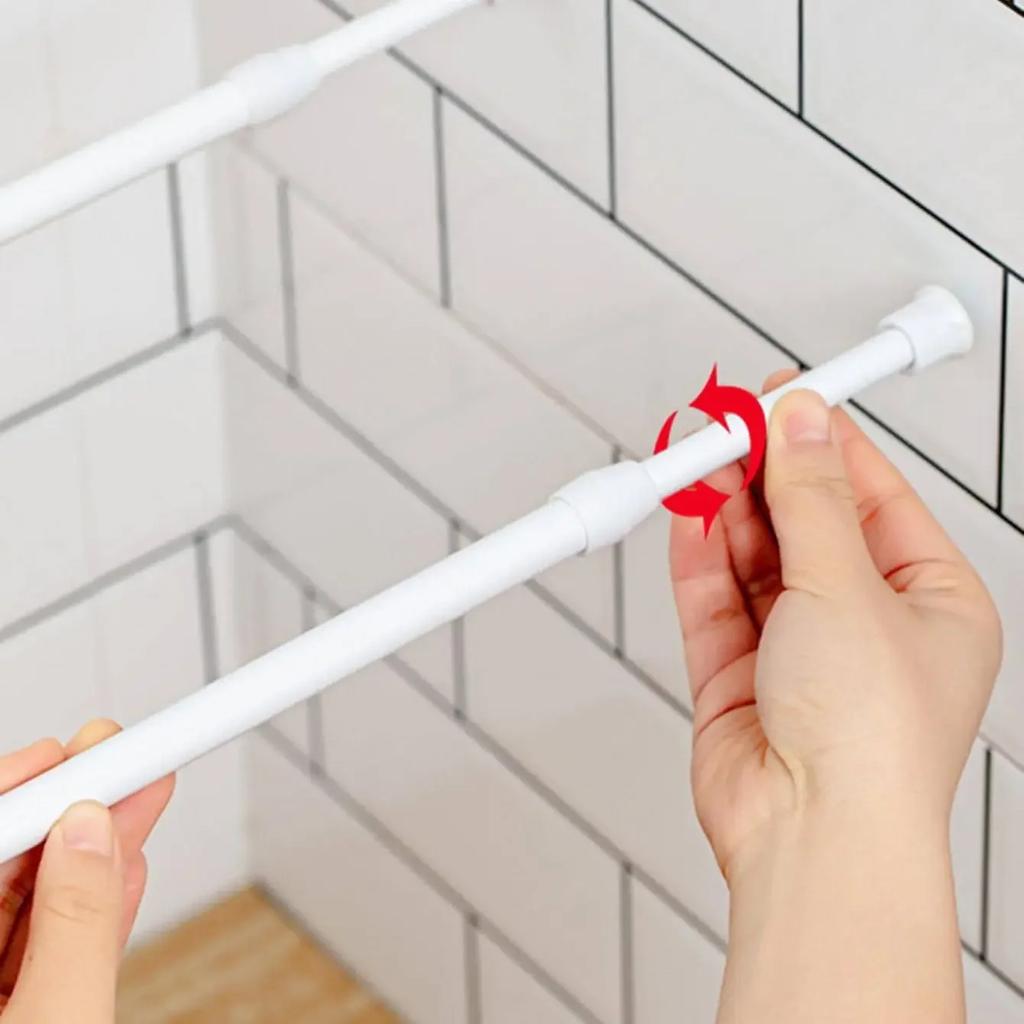 1PC/2PCS - Non Punching Telescopic Rod Installation Multifunctional Mini Storage Telescopic Rod - White