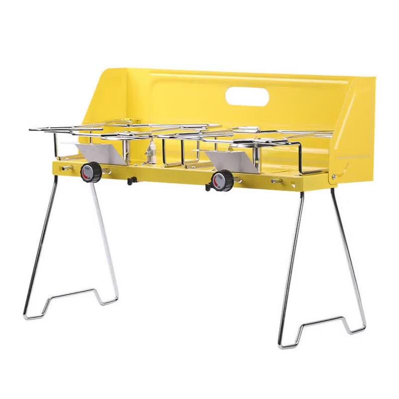 JINGGENG Outdoor Portable Gas BBQ Grill & Camping Stove with Windshield