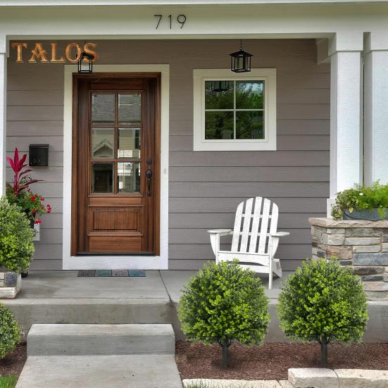 Künstlicher Buchsbaum-Formschnitt-Kugelbaum mit Erdspieß, UV-beständig, wetterfest, Kunstgrün, Sträucher, für den Außenbereich, Garten, Veranda, Terrasse, künstliche Buchsbaumpflanzen