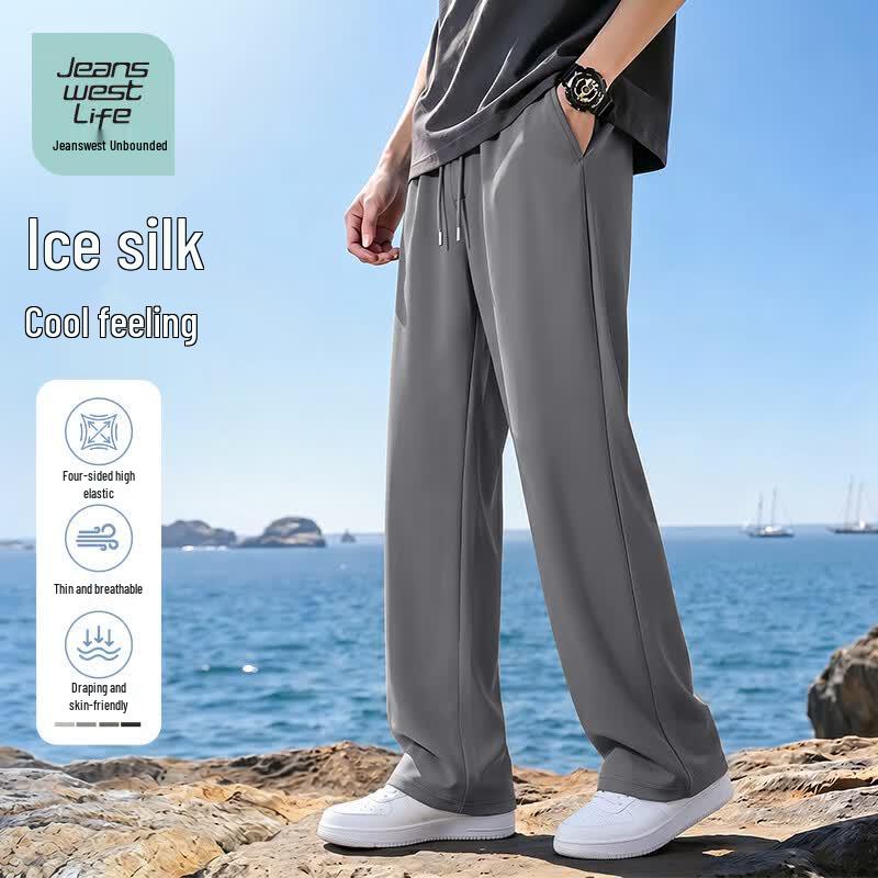 JEANSWEST LIFE Men's Ice Silk Casual Straight-Leg Pants