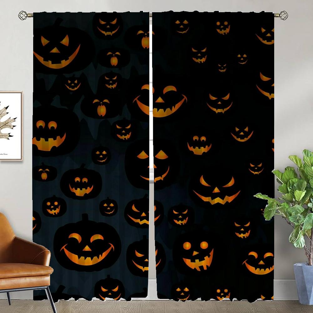 

Элегантные шторы для комнаты на Хэллоуин для камеры, занавески для окна, занавески для домашнего интерьера, 2 шт., тюль для спальни, перегородки W50xH70cmx2pcs-CL