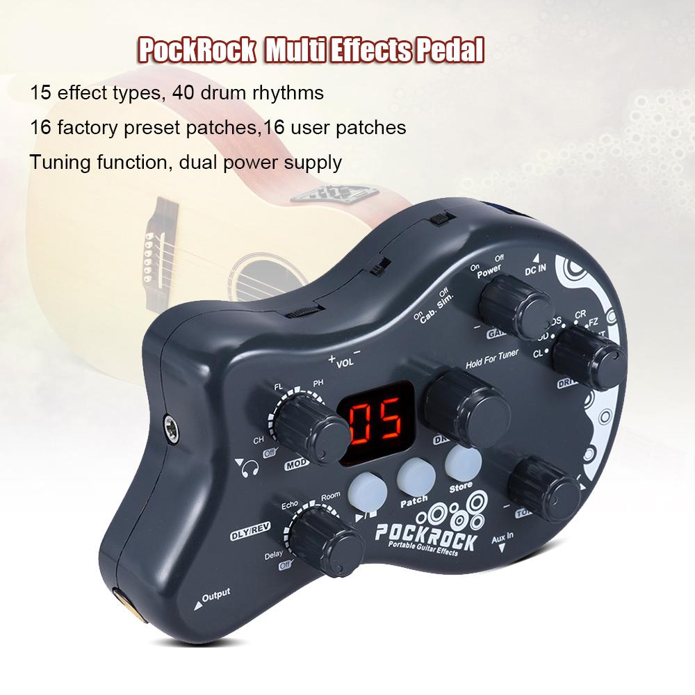 PockRock Portable Guitar Multi-effects Processor Effect Pedal 15 Effect Types 40 Drum Rhythms