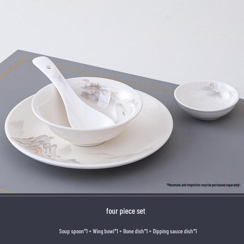 New Chinese Style Landscape Ceramic Dipping Dish Set