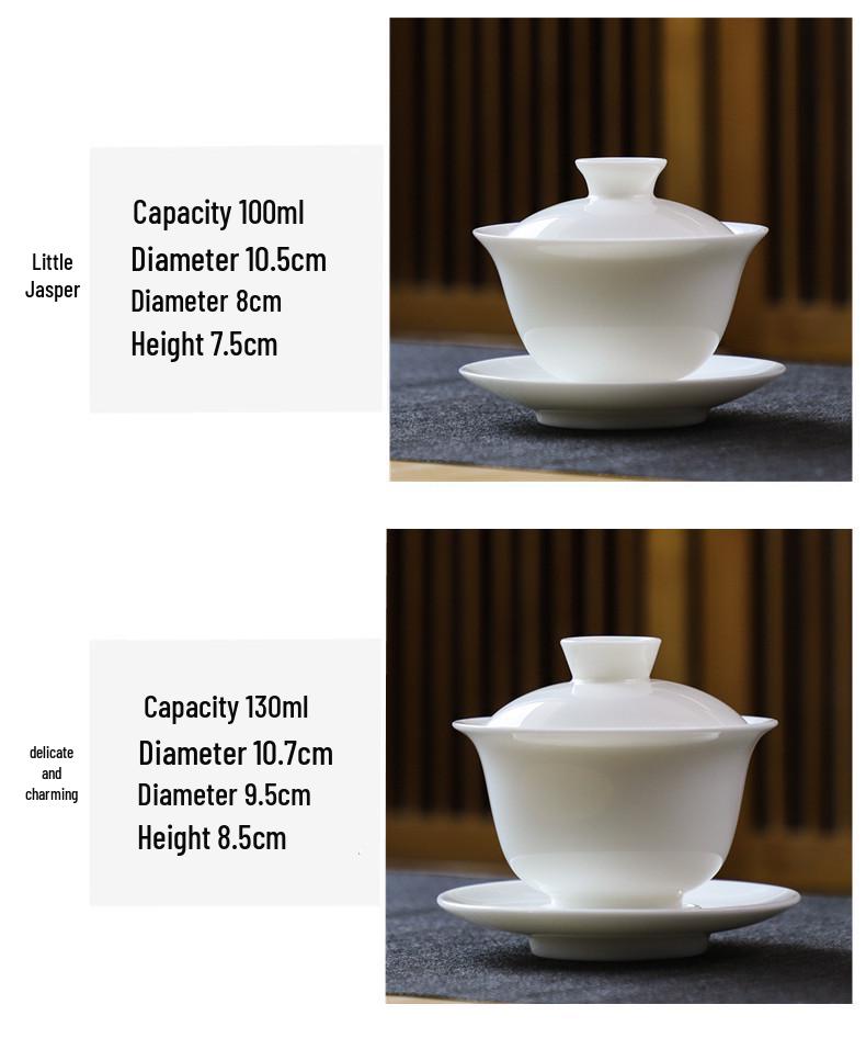 Customizable Handmade Sancai Gaiwan White Ceramic Tea Bowl - Thin-walled Kung Fu Tea Set