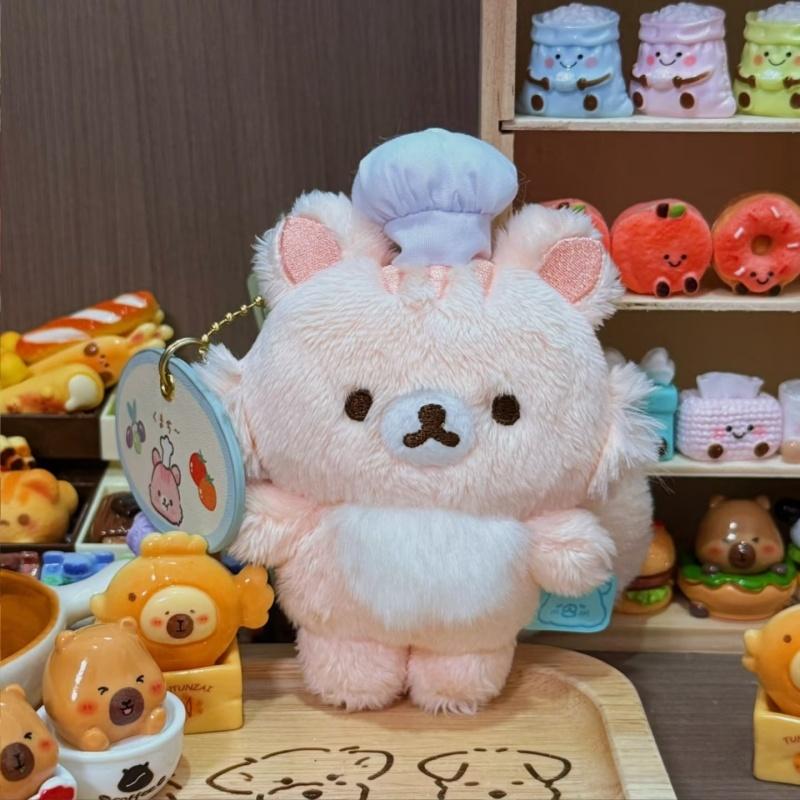 Kawaii 10CM Chairoikoguma Bear Cute Shiny Star Eyes Plush Toy Keychain Stuffed Animals chef squirrel doll Rilakkuma Bag Charm