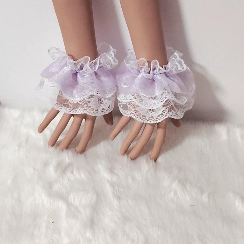 Short Lace Sleeves Gloves Three Layer Lace Maid Cosplay Accessories Soft Wrist Decorations For Wedding Party
