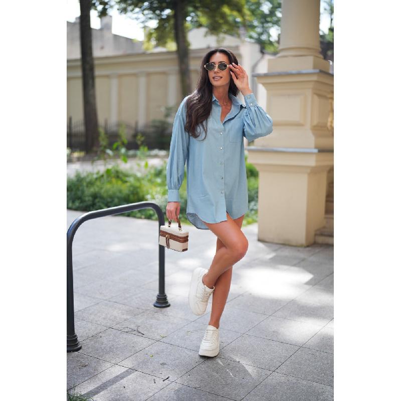 2026 Spring and Autumn New Women's Fashion Solid Color Washed Denim Long Sleeve Simple Shirt Top