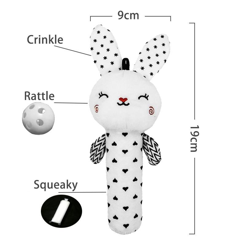 Baby Musical Rattle Toy Infant Soothing Plush Soft Toy with Black and White Design M046