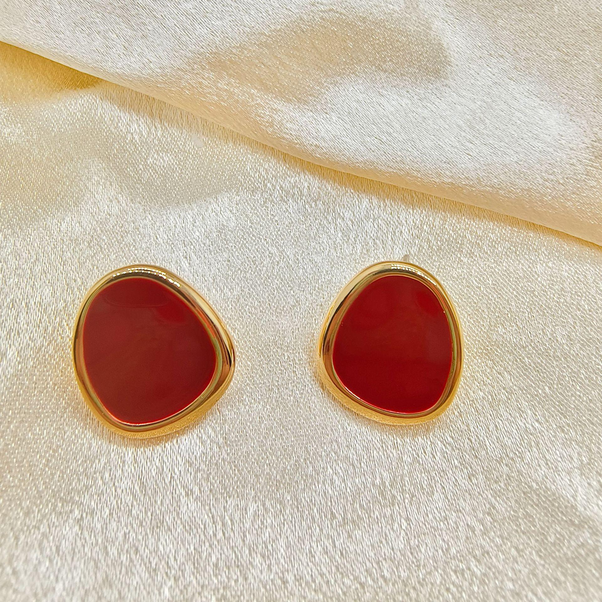 

925 Silver French Enamel Waterdrop Stud Earrings: High-End Vintage Autumn/Winter Light Luxury Jewelry for Women