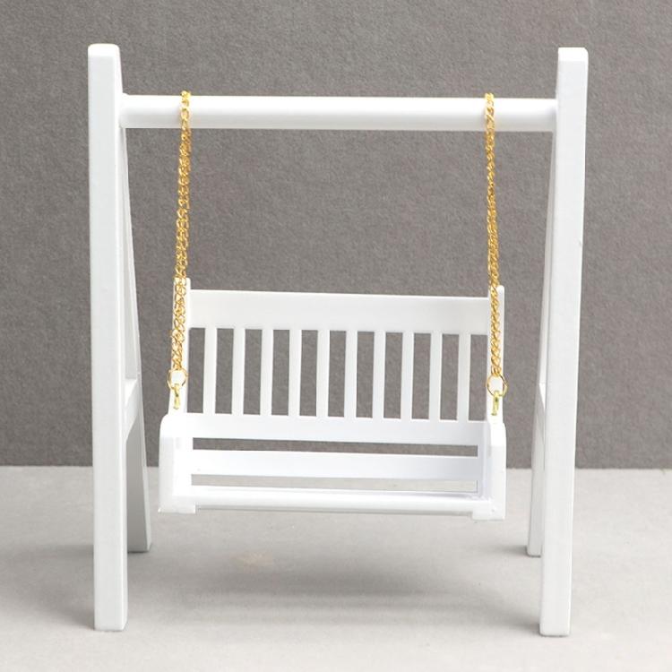 1:12 Swing Chair Model White Garden Swing Miniature Furniture Dolls Accessory