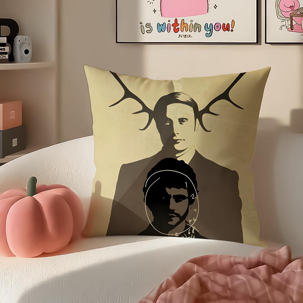 Dark Elegant TV Series HHannibal Cushion Cover Pillowcase Short Plush Invisible zipper Room Sofa Cushion Cover