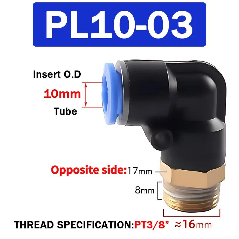 20/50/100PCS Pneumatic Air Connector PL 4 6 8 10 12mm Thread 1/8 r1/4" 3/8" 1/2" Trachea Elbow Air Fittings Hose Quick Conector Ventilation Valves 4