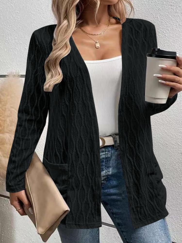 

Autumn and Winter Hollow Solid Color Home Casual Temperament Commuting Knitted Long Sleeved Cardigan Jacket Women s Clothing L