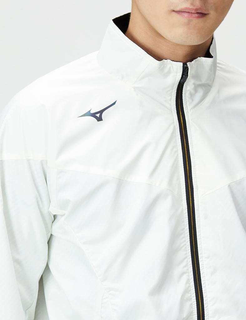 Mizuno Breath Thermo Warmer Training and Size 32ME2541 Jacket, Moisture-Wicking, Windproof, Water-Repellent, Men's, Off-White,