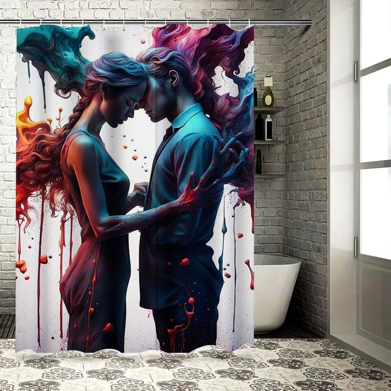 Colorful Embrace Artistic Waterproof Shower Curtain for Bathroom Decor, High-Quality Material and Easy to Clean