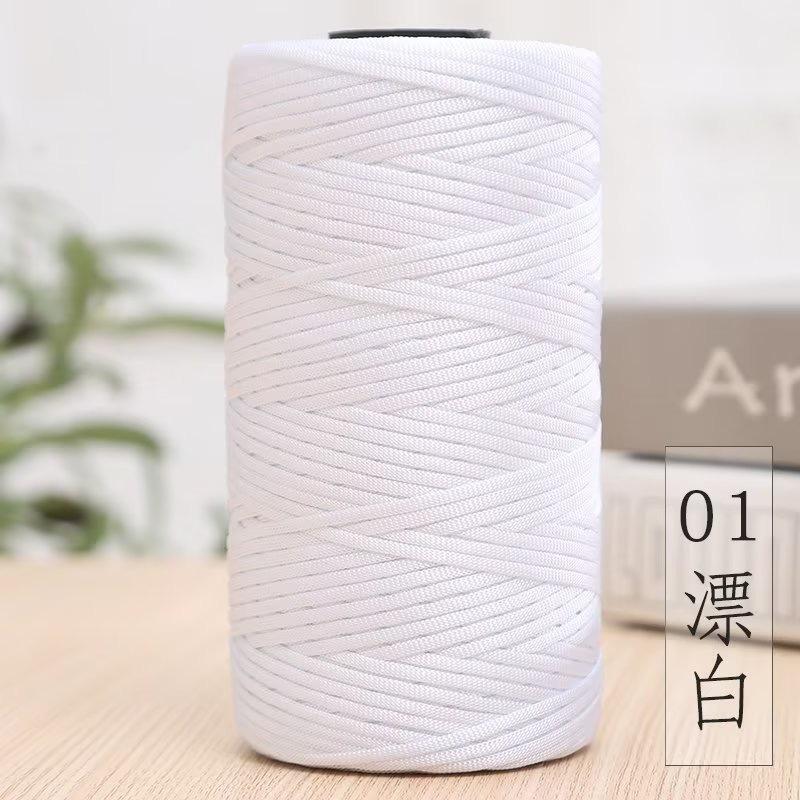 Summer Mercerized Cotton and Linen Flat Belt Thread DIY Braided Hook Summer Cool Hat Hook Bag Hat Wool Slippers Hollow Thread Crochet 01 bleached